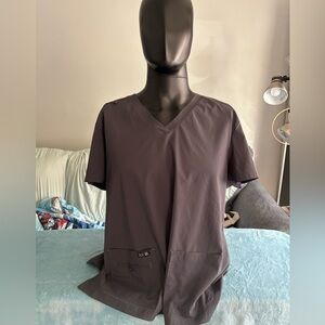 Koi Women's V-Neck Top in Dark Gray